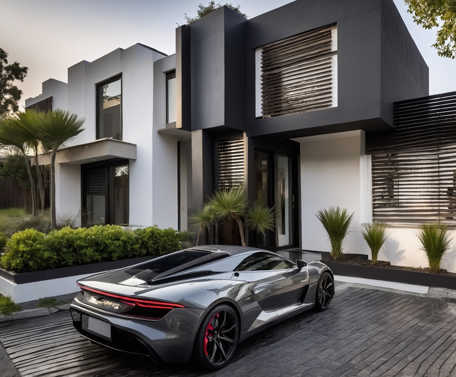 Detalle de limpieza de coche de lujo en casa.